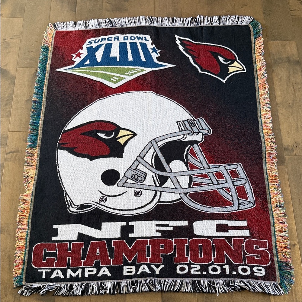 Y2K Arizona Cardinals NFC Champions 2009 Superbowl Woven Tapestry Throw Blanket